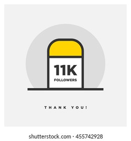 Milestone 11000 Followers! (Vector Design Template For Social Networks Thanking a Large Number of Subscribers or Likes)
