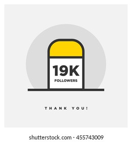 Milestone 19000 Followers! (Vector Design Template For Social Networks Thanking a Large Number of Subscribers or Likes)