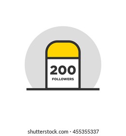 Milestone 200 Followers! (Vector Design Template For Social Networks Thanking a Large Number of Subscribers or Likes)