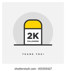 Milestone 2000 Followers! (Vector Design Template For Social Networks Thanking a Large Number of Subscribers or Likes)