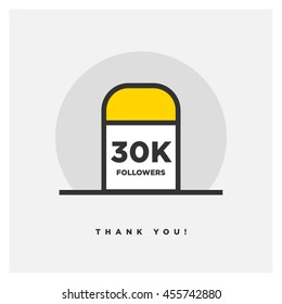Milestone 30000 Followers! (Vector Design Template For Social Networks Thanking a Large Number of Subscribers or Likes)