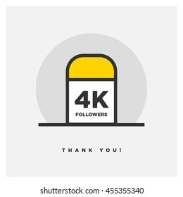 Milestone 4000 Followers! (Vector Design Template For Social Networks Thanking a Large Number of Subscribers or Likes)