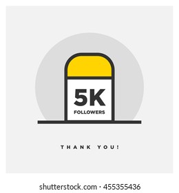 Milestone 5000 Followers! (Vector Design Template For Social Networks Thanking a Large Number of Subscribers or Likes)