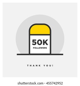 Milestone 50000 Followers! (Vector Design Template For Social Networks Thanking a Large Number of Subscribers or Likes)