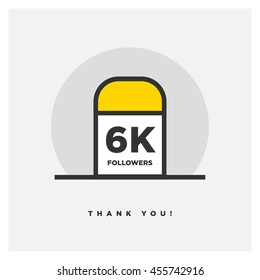 Milestone 6000 Followers! (Vector Design Template For Social Networks Thanking a Large Number of Subscribers or Likes)