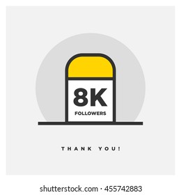 Milestone 8000 Followers! (Vector Design Template For Social Networks Thanking a Large Number of Subscribers or Likes)
