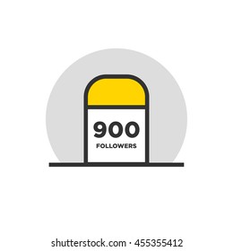 Milestone 900 Followers! (Vector Design Template For Social Networks Thanking a Large Number of Subscribers or Likes)