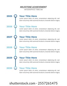 Milestone Achievement Infographic with 6 Steps for Business Presentation, Poster, Banner and Booklet.