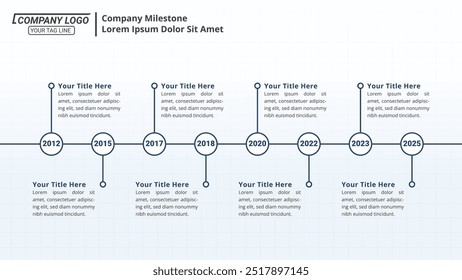 Milestone Achievement Infographic Timeline from 1 up to 8 Steps on a 16:9 Layout for Business Presentations, Management, and Evaluation.