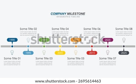 Milestone Achievement Infographic Timeline with 8, 7 Steps