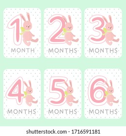 Milestone baby cute cards. Vector illustravion