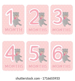 Milestone baby cute cards. Vector illustravion