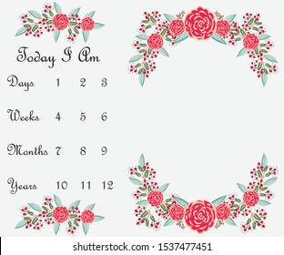 Milestone blanket background unisex ( boy + girl) decoration baby shower baby new born month 1, 2, 3, 4, 5, 6, 7, 8, 9, 10,11, 12. editable eps file.