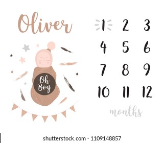 Milestone blanket background white brown black boy room decor shower  card baby shower baby newborn month one two three four five six seven eight nine ten eleven month by month year girl room