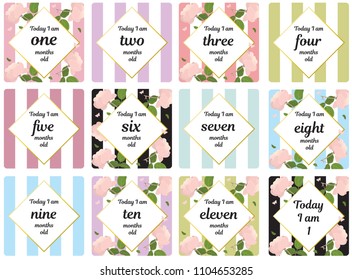 Milestone Card Baby Shower Baby Newborn Stock Vector (Royalty Free ...