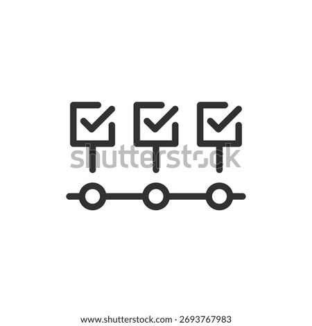Milestone checklist timeline, linear icon. Project tracking and progress planning. Line with editable stroke.