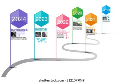 Empresa de hitos, Línea de tiempo, Hoja de ruta, Vector Infográfico.
