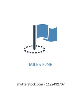 Milestone Concept 2 Colored Icon. Simple Blue Element Illustration. Milestone Concept Symbol Design From Project Management Set. Can Be Used For Web And Mobile UI/UX