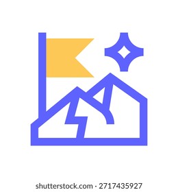Milestone Flag Line Icon, Outline Symbol for Goal Achievement, Project Progress, Success Marker, Final Destination, and Event Celebration. Vector Sign Icon.