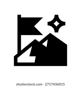 Milestone Flag Line Icon, Outline Symbol for Goal Achievement, Project Progress, Success Marker, Final Destination, and Event Celebration. Vector Sign Icon.