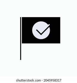 Milestone Icon. Flag and Check, History Place Symbol  - Vector.