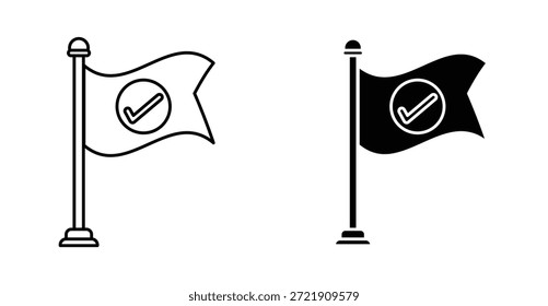 Icono de hito. Línea con trazo editable y plano para el Web