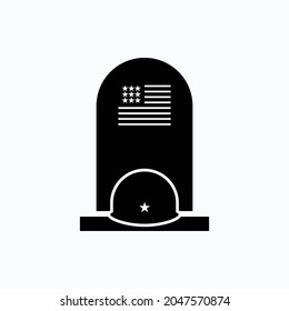 Milestone Icon. War Heroes Cemetery, History Place Symbol  - Vector.