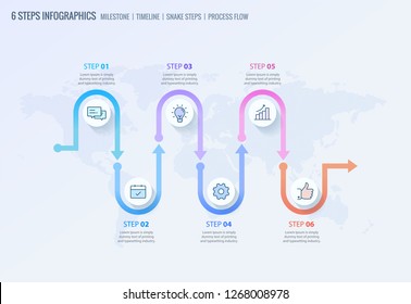 Milestone, Infographics, Timeline Infographics, Process Flow Infographic, Snake Steps Template For Business Concept. Can Be Used For Presentations Banner, Workflow Layout, Process Diagram