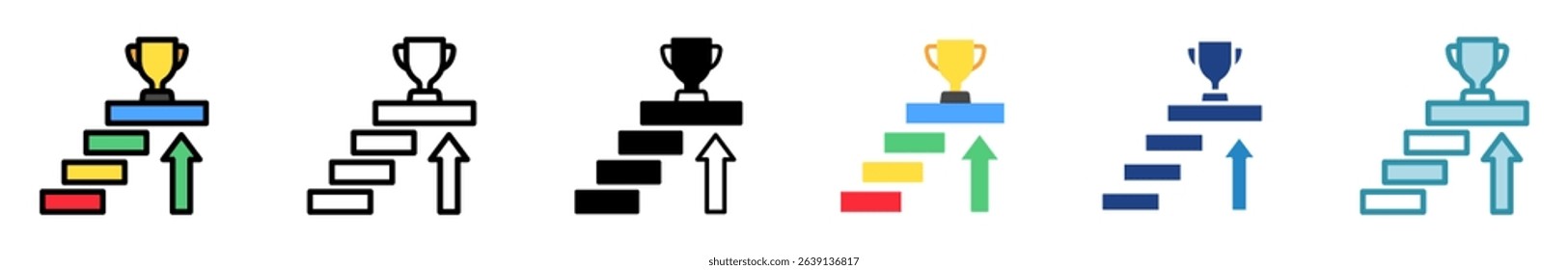 Milestone multi style, mini illustration icon set. outline, flat, glyph, line color. vector for UI, UX, app, web, digital or print, related to education, business, research and development.