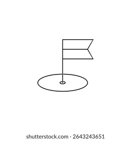 Milestone pin line icon. Flag location pointer sign. Pennant with flag. Illustration for web and mobile app. Line style location pin icon. Editable stroke milestone pointer. Vector