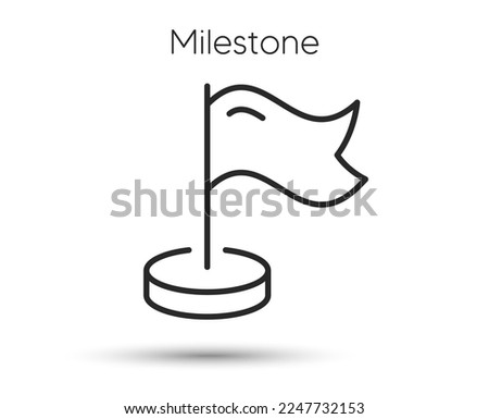 Milestone pin line icon. Flag location pointer sign. Pennant with flag. Illustration for web and mobile app. Line style location pin icon. Editable stroke milestone pointer. Vector