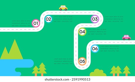 Milestone Roadmap Infographic with Green Background and Highlighted Icons Vector Illustration