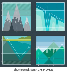 Milestone timeline infographic. Company event timeline template mountain rock, cloud landscape. Steps to success infographic, leadership, motivation concept, vector illustration. Mountain Diagram.