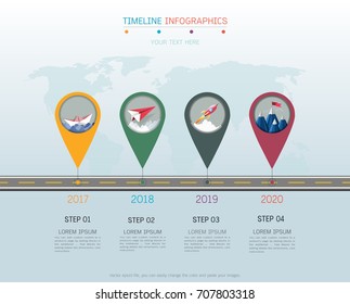 Milestone timeline infographic design, Road map or strategic plan to define company values, Used for scheduling in project management to mark specific points along a project timeline you have created.