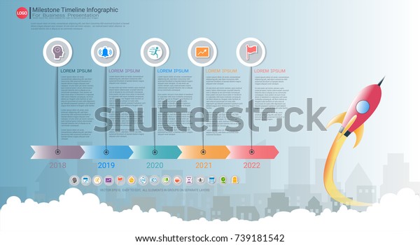 Milestone Timeline Infographic Template Five Steps Stock Vector ...