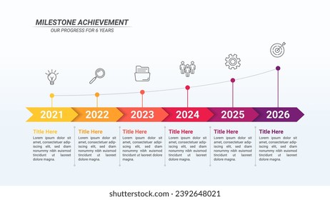 Milestone Timeline Infographics From 1 Up to 6 Steps on a 16:9 Ratio Layout for Business Presentations, Planning, Management, and Evaluation.