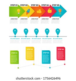 Milestone, timeline templates set for presentation, business concept, vector design. Infographic elements of milestone, timeline, icon for design concept, annual report, presentation. Vector design.