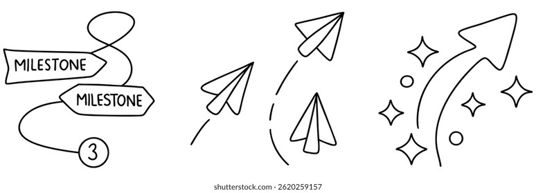 A Milestones are essential in business to track progress on timeline, guiding journey with arrows of success
