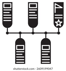 Milestones icon represented by Milestones simple symbol Black Filled style.
