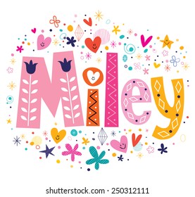 Miley female name decorative lettering type design