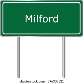 Milford , Delaware , road sign green vector illustration, road table, USA city