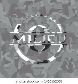 Milieu on grey camouflaged texture