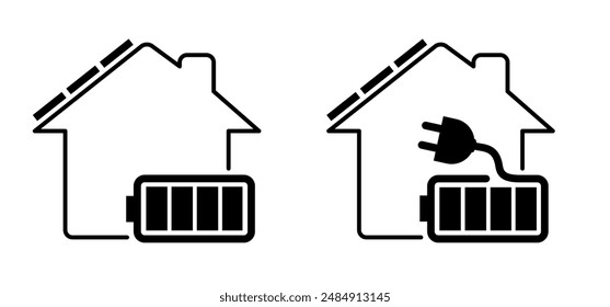 Milieu, sun energy, solar panels, plug and play. Environmentally friendly, sun energy. Solar panel that generate electricity. Solar logo. Battery panel concept. Solar cells icon. Home or house concept