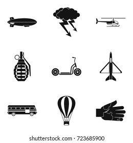 Militant icons set. Simple set of 9 militant vector icons for web isolated on white background