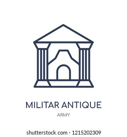 Militar antique building icon. Militar antique building linear symbol design from Army collection.