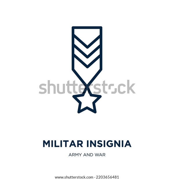 militar insignia icon from army and war
collection. Thin linear militar insignia, insignia, army outline
icon isolated on white background. Line vector militar insignia
sign, symbol for web and
mobile