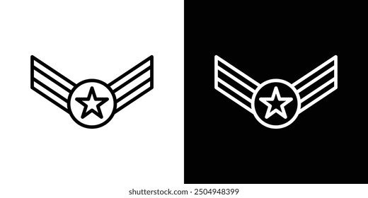 Icono de la insignia militar fijado en el movimiento blanco y negro.