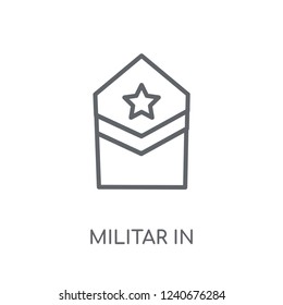 Militar Insignia linear icon. Modern outline Militar Insignia logo concept on white background from army and war collection. Suitable for use on web apps, mobile apps and print media.