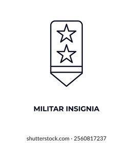 militar insignia outline icon. Linear vector from army and military concept. Thin line militar insignia icon isolated on white background