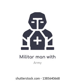 militar man with protection equipment icon. isolated militar man with protection equipment icon vector illustration from army collection. editable sing symbol can be use for web site and mobile app